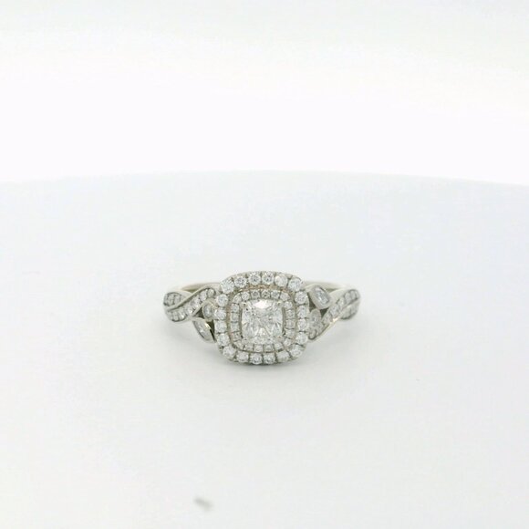 Neil Lane 14k White Gold Diamond Cluster Engagement Ring - Size 9 - Picture 1 of 4